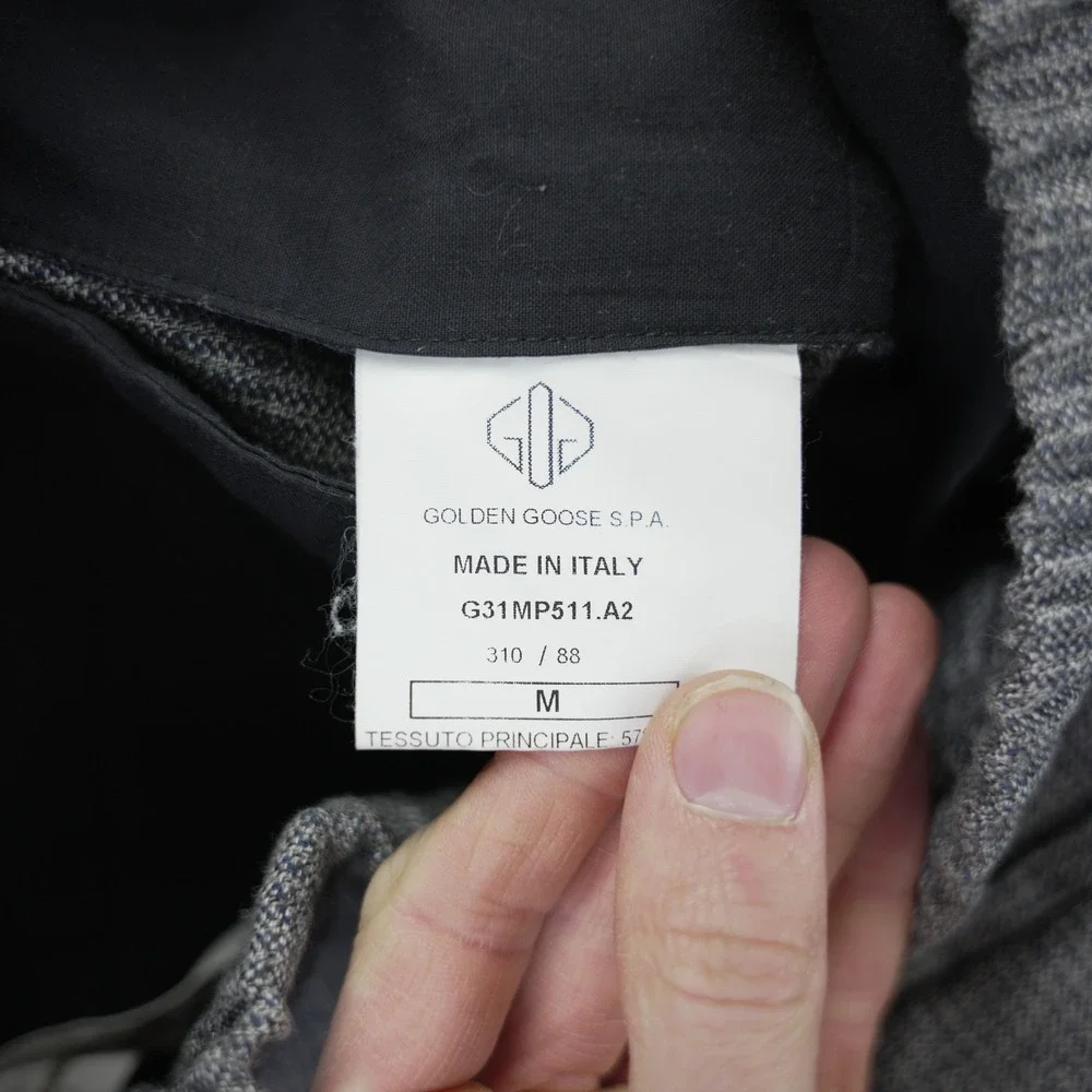 Golden Goose‎ Deluxe Lyman Trousers Grey Textured Elastic Waist Pants M